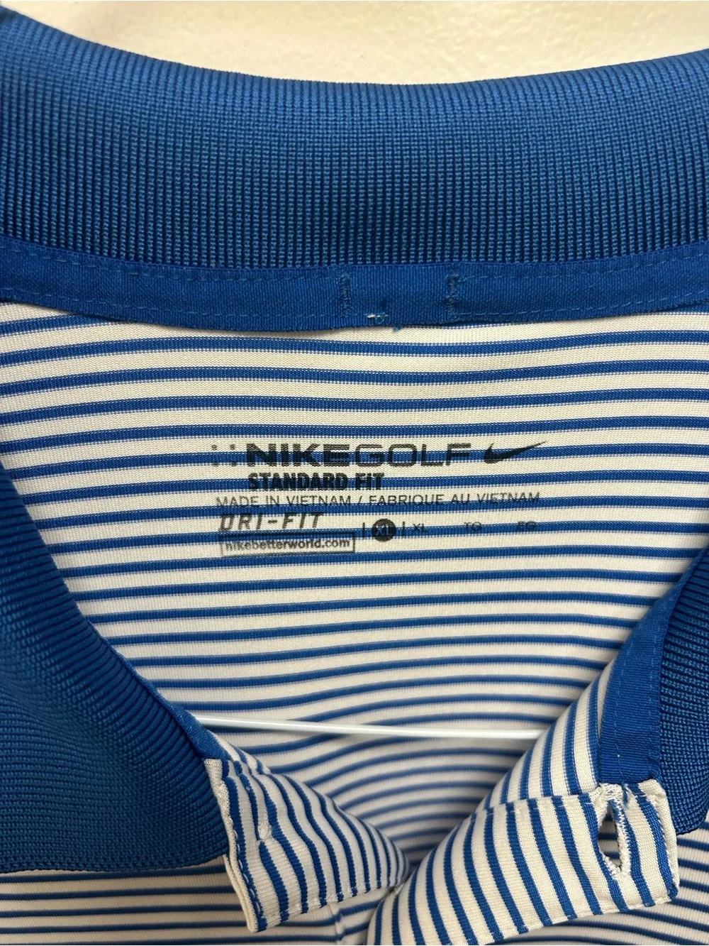 Nike Dri-Fit Royal Blue Striped Polo Shirt - Classic Casual